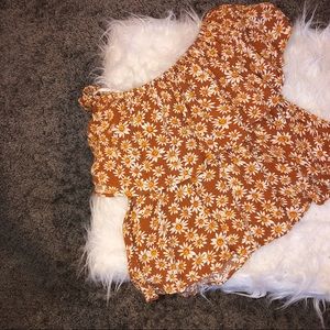 Floral Off the Shoulder Cropped Shirt